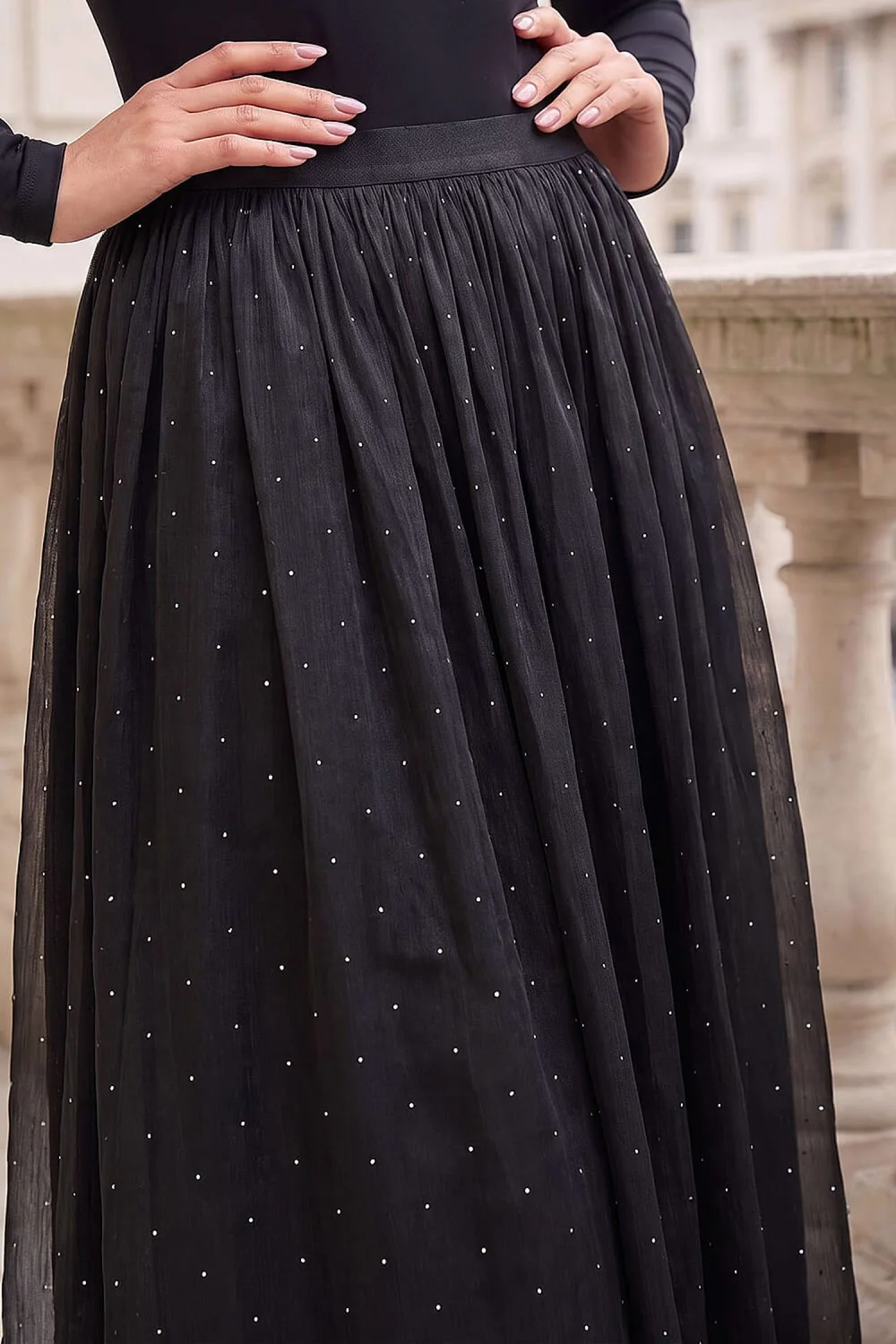 Roman Black Hotfix Crinkle Skirt - 16 Image 4