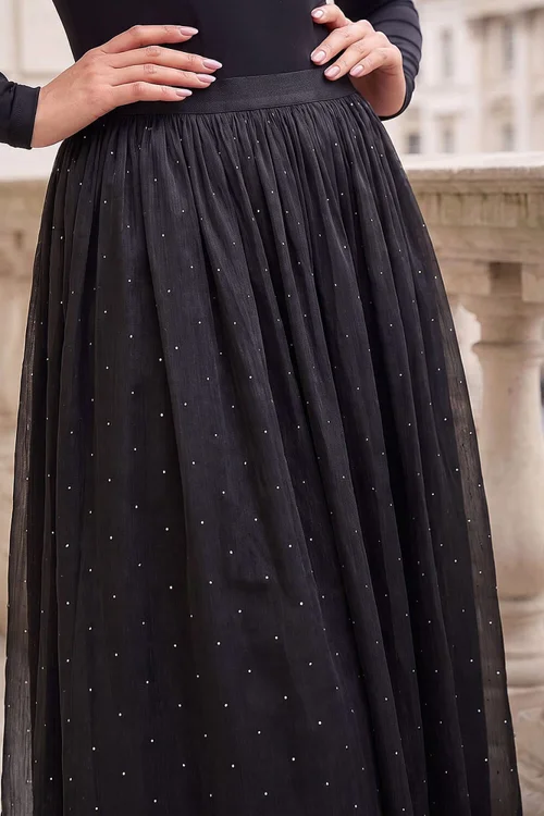 Roman Black Hotfix Crinkle Skirt - 16 Image 4