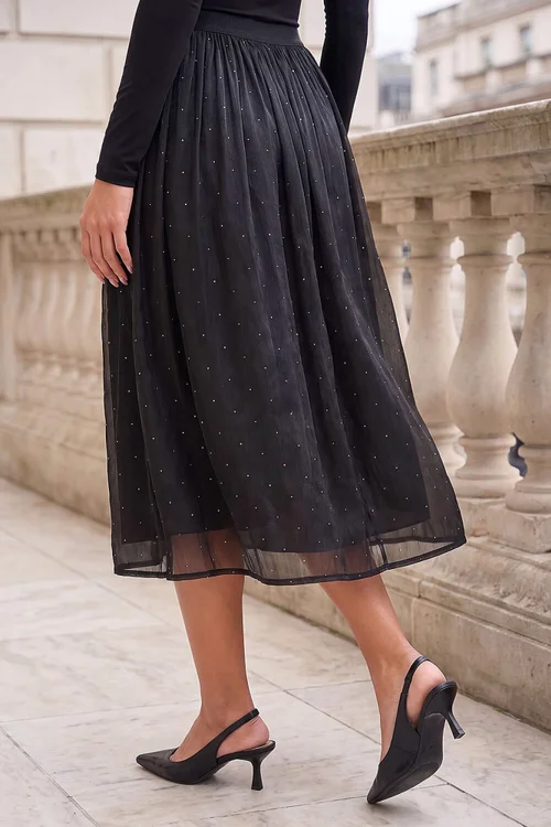Roman Black Hotfix Crinkle Skirt - 16 Image 3