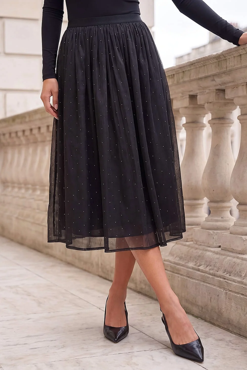 Roman Black Hotfix Crinkle Skirt - 16 Image 1