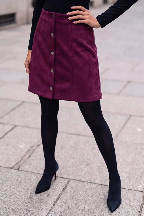 Roman Wine Petite A-Line Faux Suede Skirt - 16 Image 1