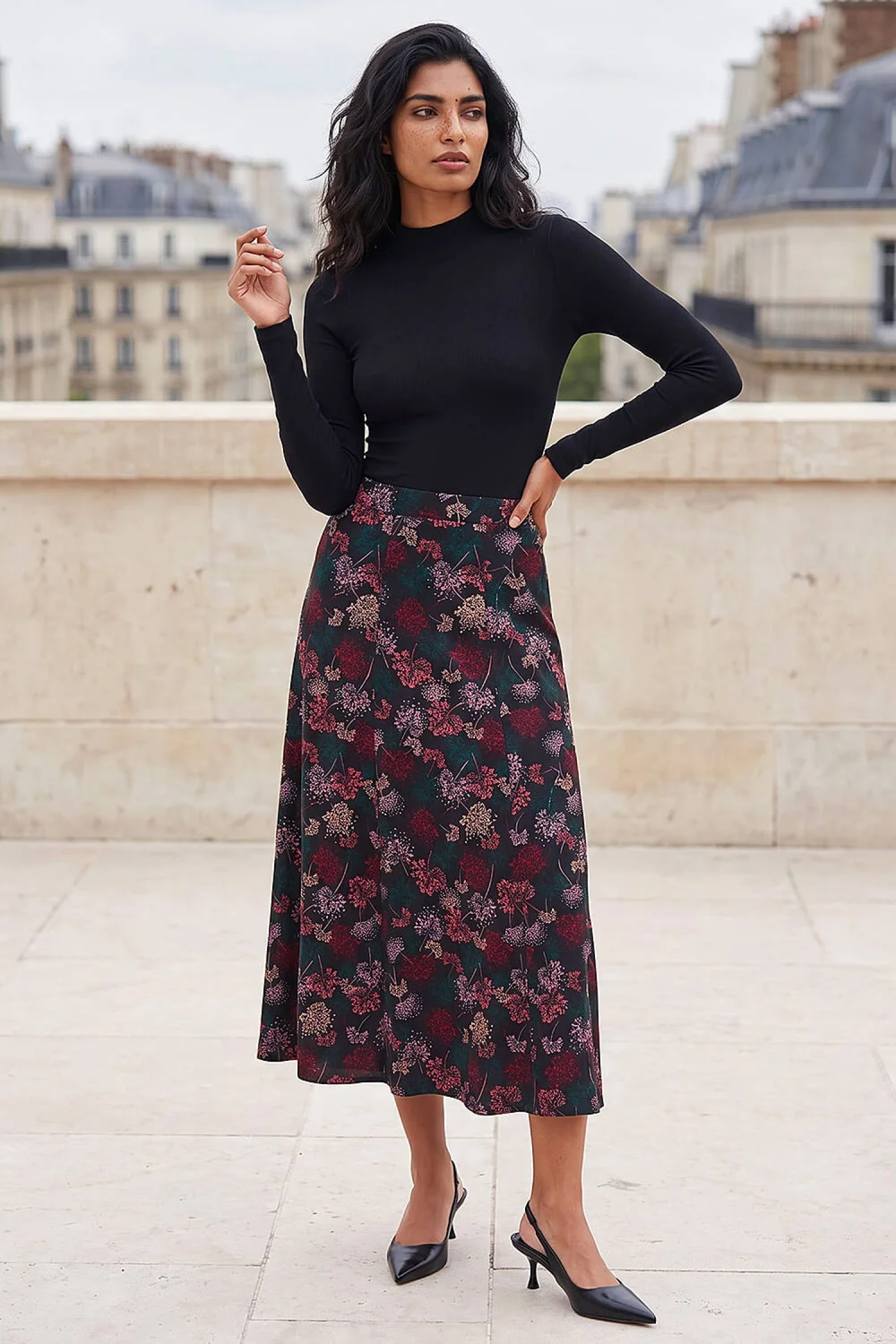 Roman Red Floral Print Stretch Skirt - 16 Image 2