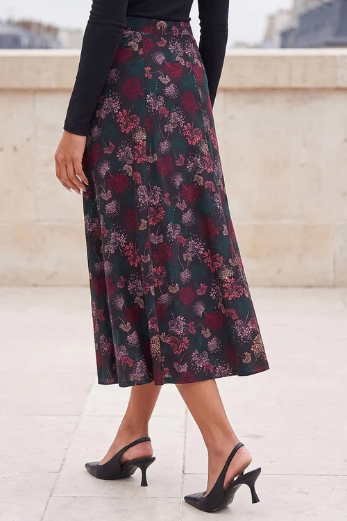 Roman Red Floral Print Stretch Skirt - 16 Image 3