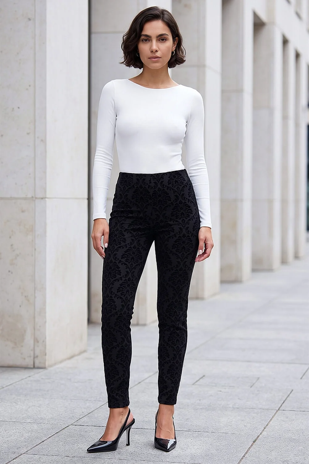 Roman Black Flocked Bengaline Trousers - 12 Image 2