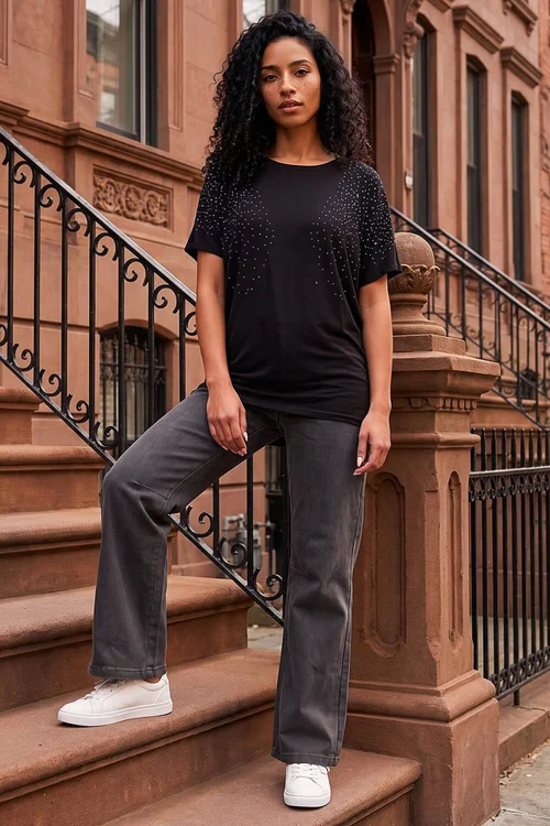 Roman Black Hotfix Oversized Top - 18 Image 2