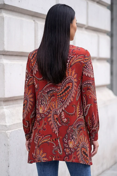 Roman Rust Paisley Tunic Top - 20 Image 3
