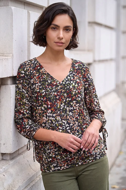 Roman Khaki Puff Print Bubble Top - 16 Image 1