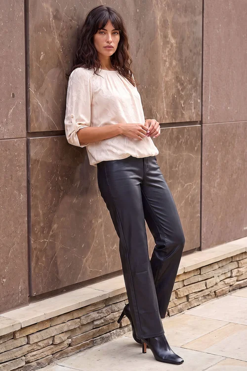 Roman Ivory Jacquard Textured Bubble Hem Top - 16 Image 3