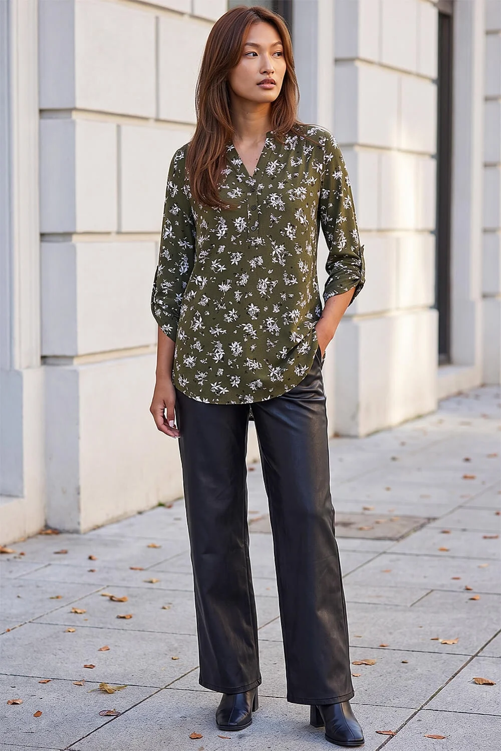 Roman Khaki Ditsy Floral Shirt - 18 Image 3