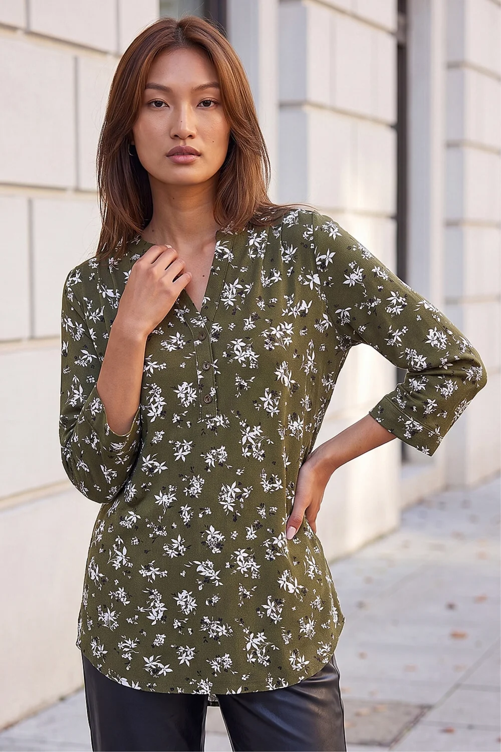 Roman Khaki Ditsy Floral Shirt - 18 Image 1