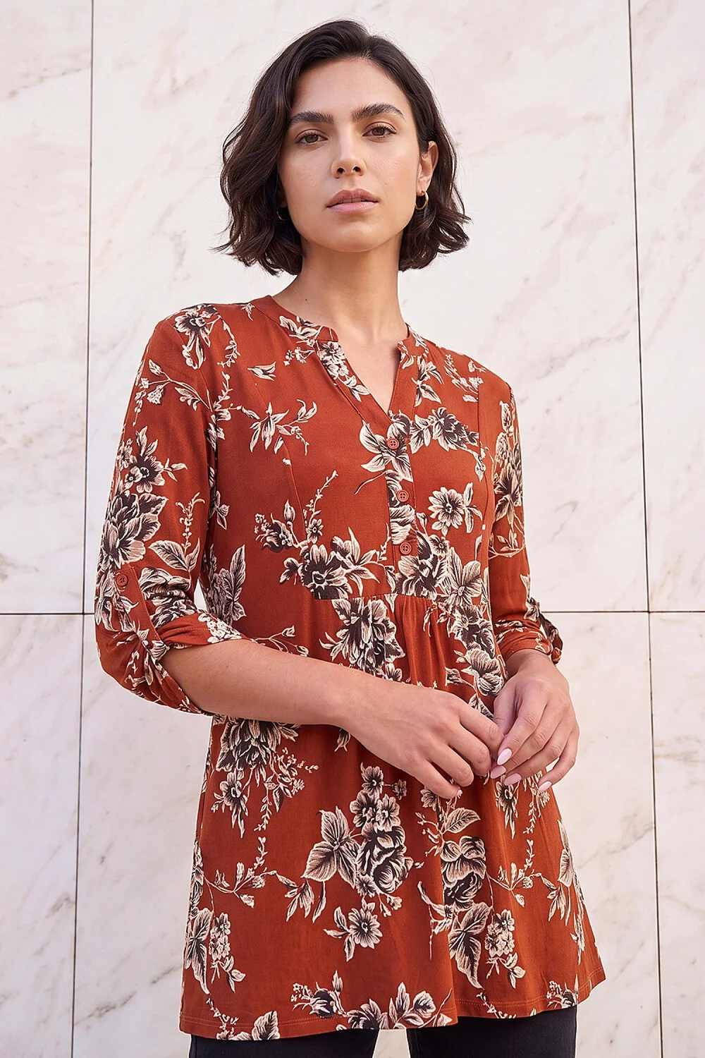Roman Rust Puff Print Tunic Shirt - 18 Image 1