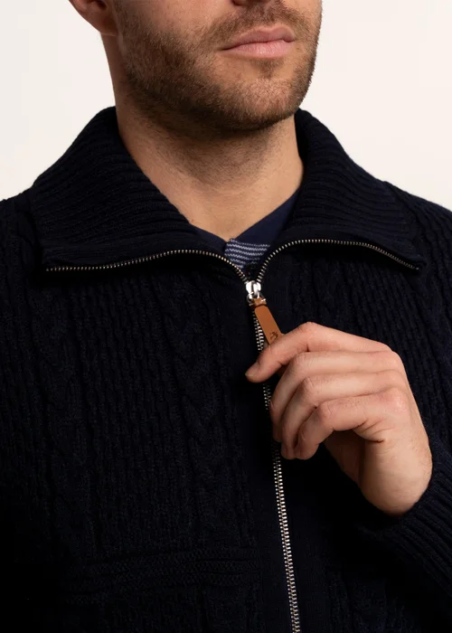 Brakeburn Navy Colindale Full Zip Knitted Jumper - S Image 5