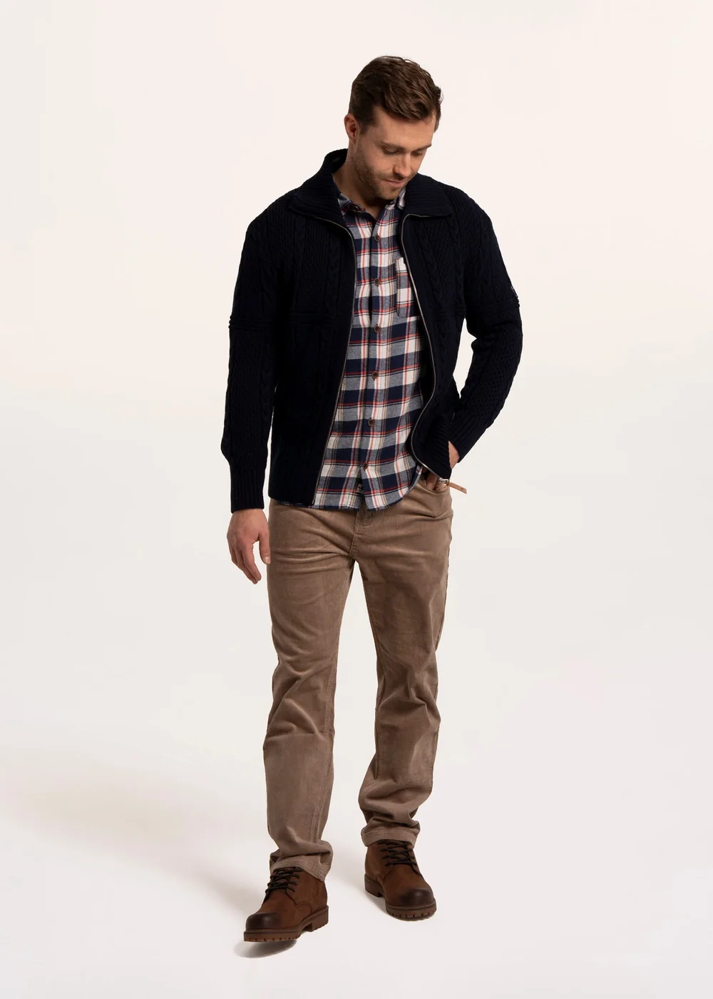 Brakeburn Navy Colindale Full Zip Knitted Jumper - S Image 4