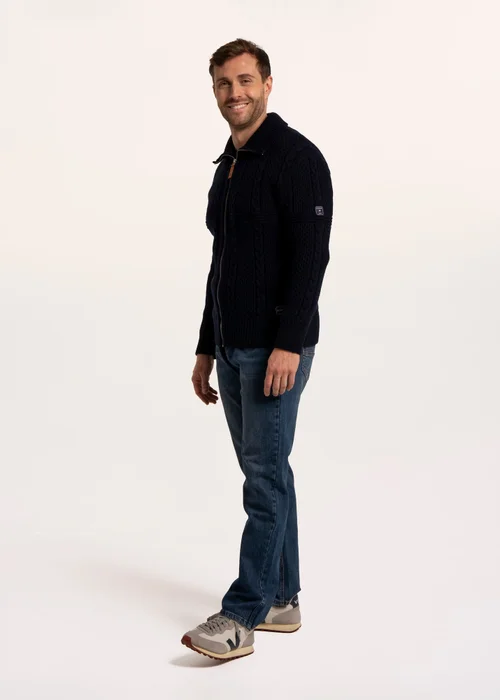 Brakeburn Navy Colindale Full Zip Knitted Jumper - S Image 3
