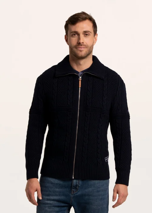 Brakeburn Navy Colindale Full Zip Knitted Jumper - S Image 1