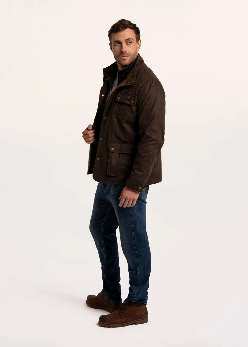 Brakeburn Brown Baker Waxed Flap Pocket Jacket - S Image 3
