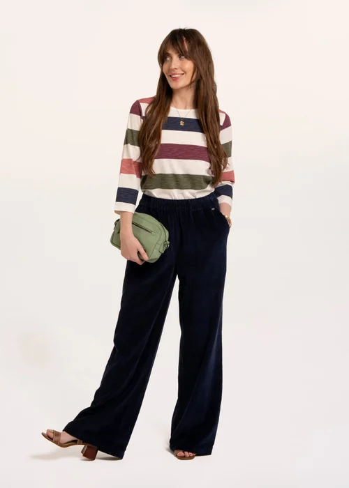 Brakeburn Multi Lulworth Multi Colour Stripe 3/4 Sleeve T-Shirt - 10 Image 1