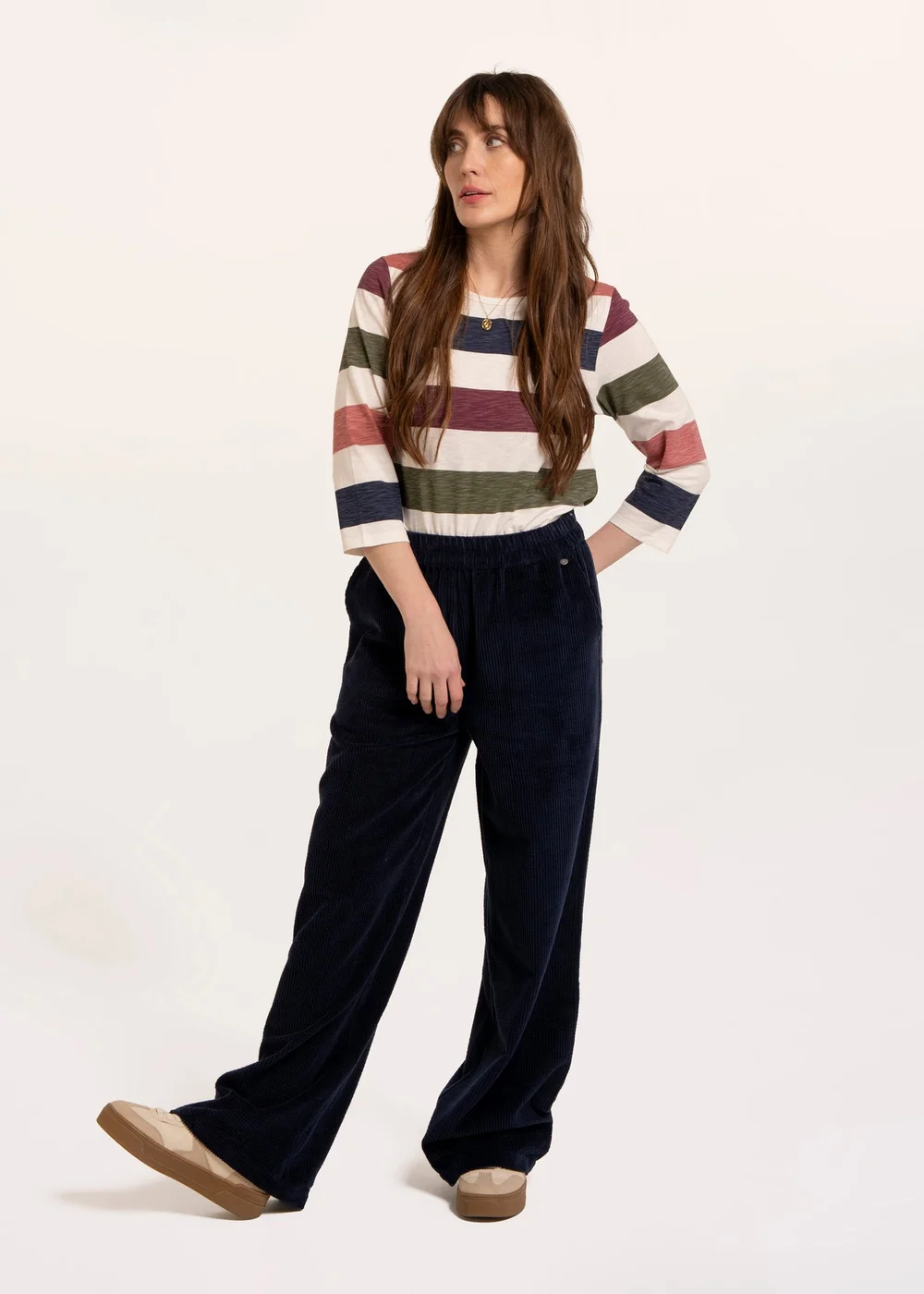 Brakeburn Multi Lulworth Multi Colour Stripe 3/4 Sleeve T-Shirt - 10 Image 5