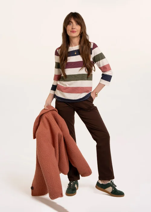 Brakeburn Multi Lulworth Multi Colour Stripe 3/4 Sleeve T-Shirt - 10 Image 4