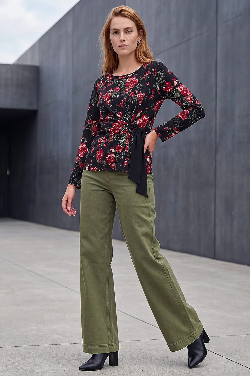 Roman Red Side Tie Floral Top - 12 Image 2