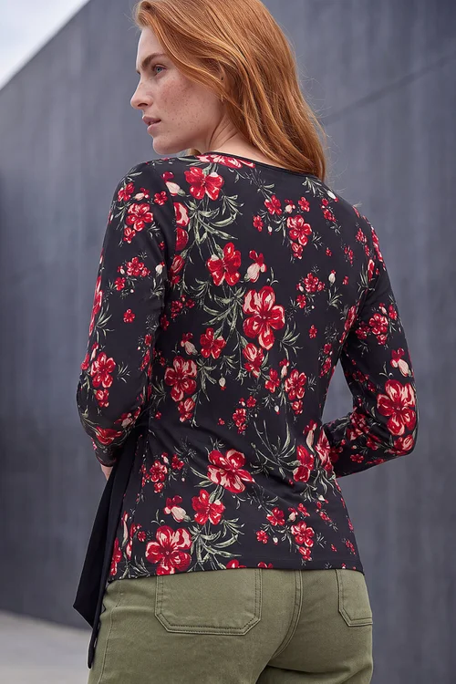 Roman Red Side Tie Floral Top - 12 Image 4