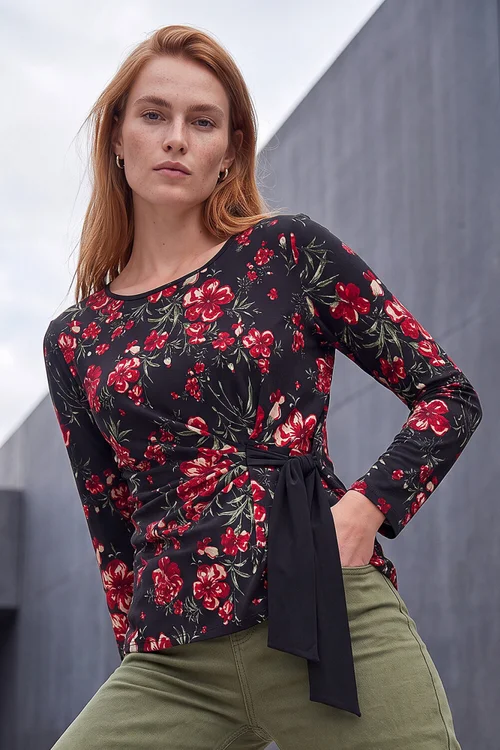 Roman Red Side Tie Floral Top - 12 Image 3