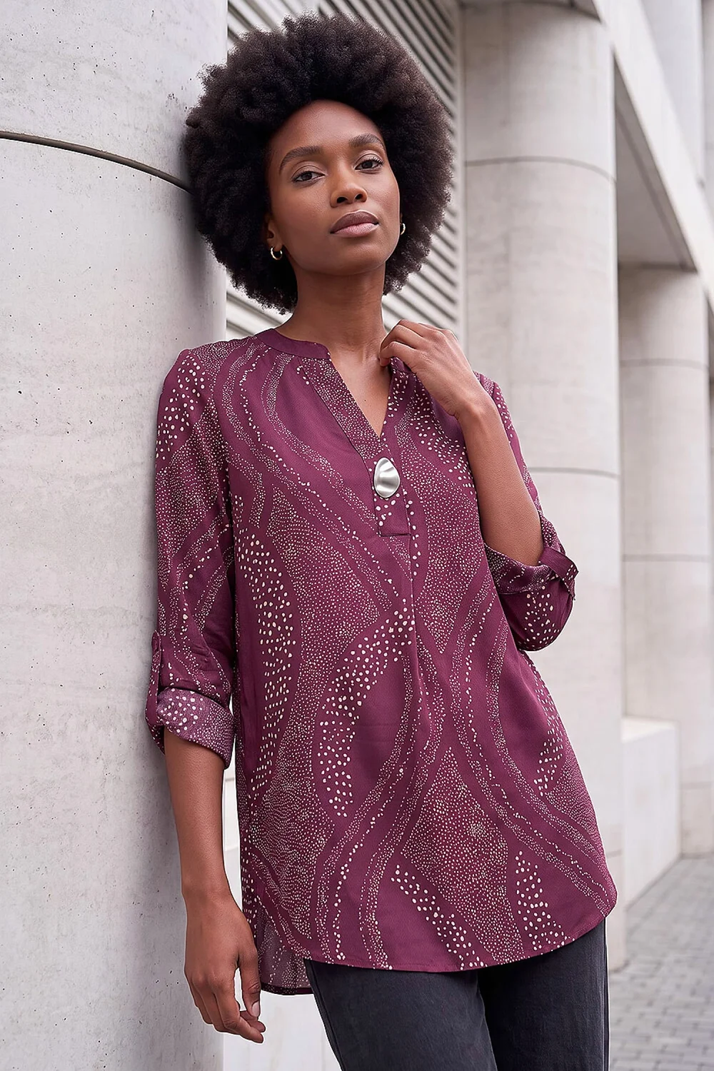 Roman Port Spot Print Longline Top - 18 Image 1