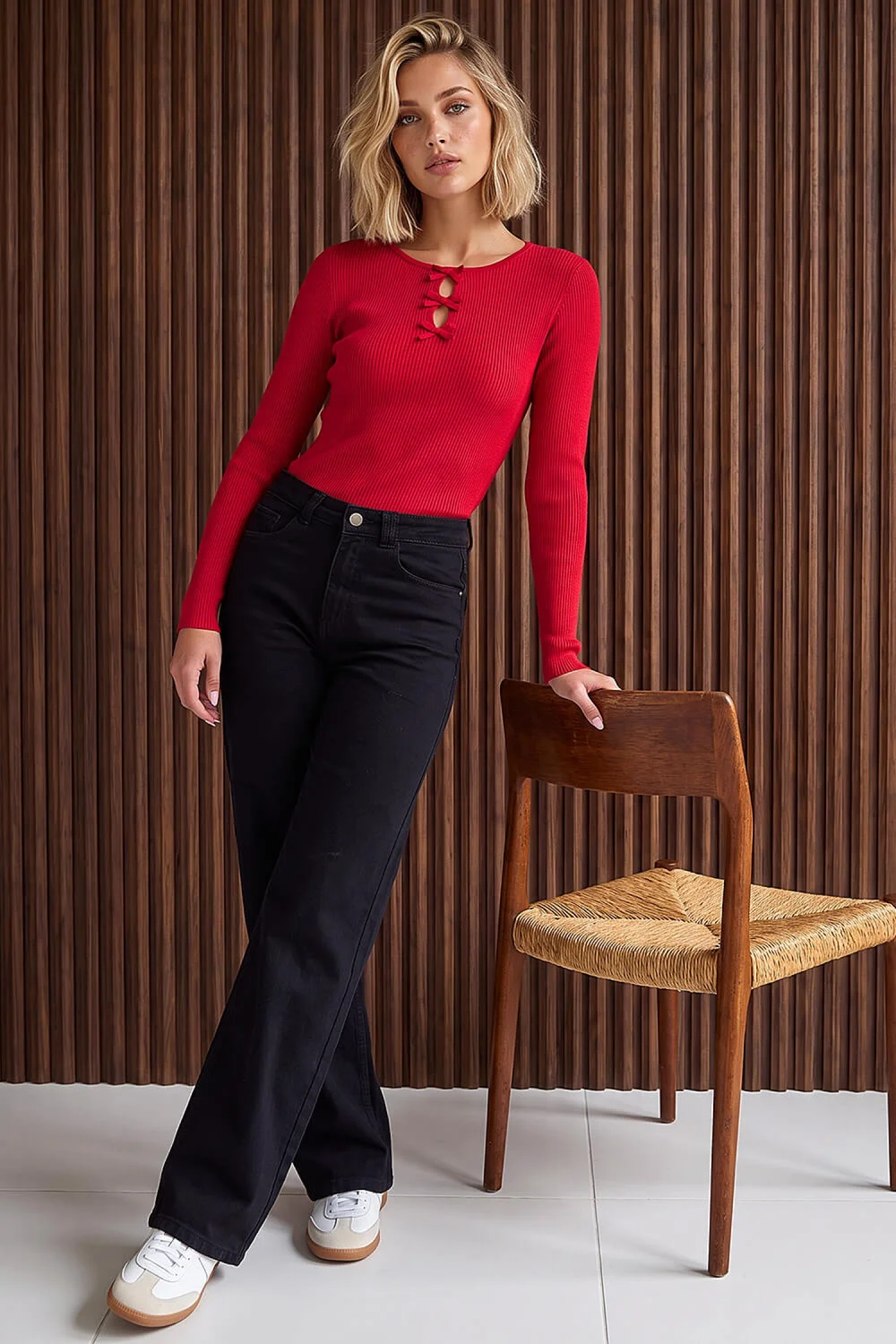 Dusk Red Bow Knit Top - 12 Image 3