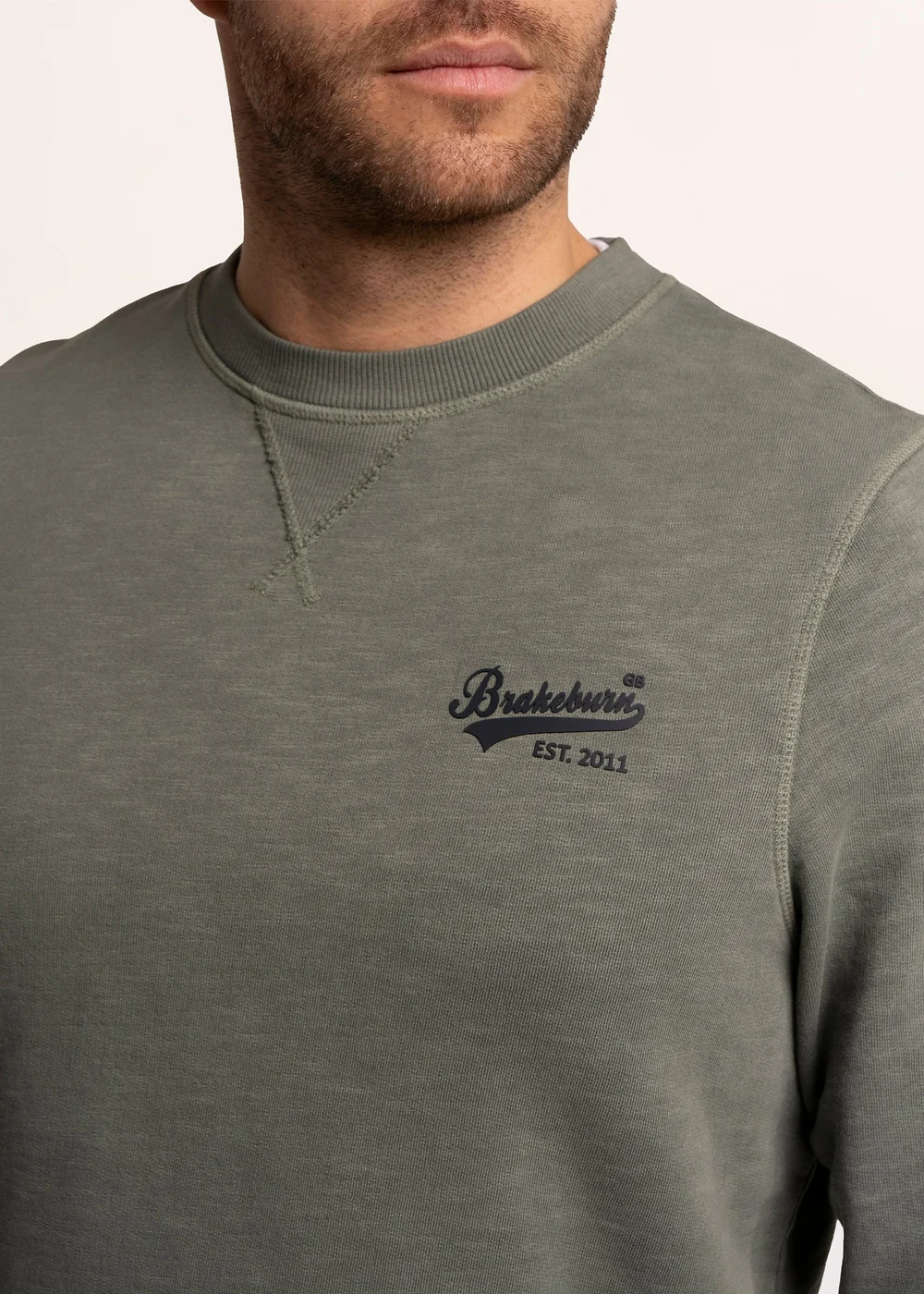 Brakeburn Green Aldridge Garment Dyed Crew Sweat - 2XL Image 4