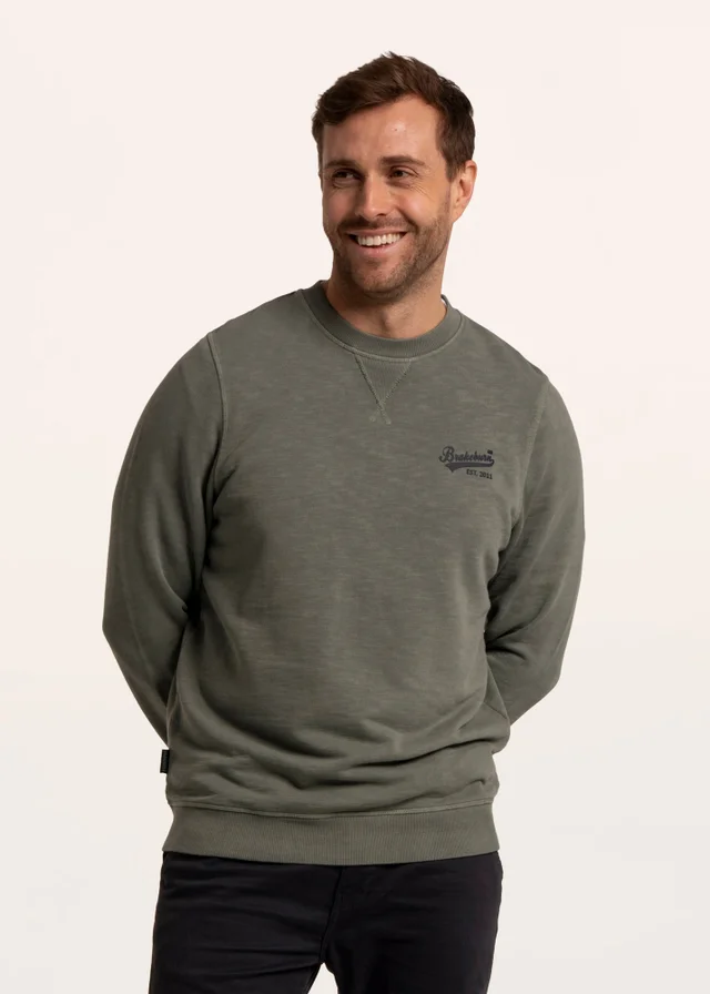 Brakeburn Green Aldridge Garment Dyed Crew Sweat