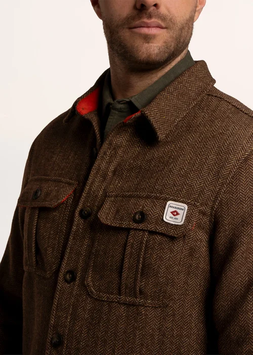 Brakeburn Brown Farringdon Herringbone Over Shirt - S Image 4