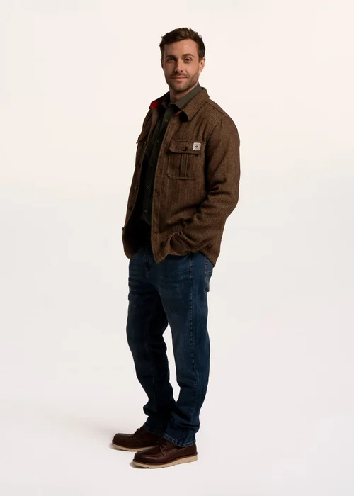Brakeburn Brown Farringdon Herringbone Over Shirt - S Image 3