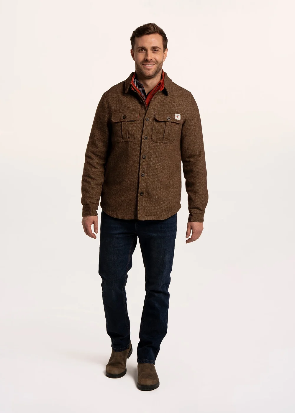 Brakeburn Brown Farringdon Herringbone Over Shirt - S Image 5