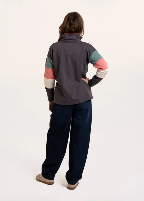 Brakeburn Navy Wilverley Colour Block Sleeve 1/4 Zip Sweatshirt - 10 Image 2