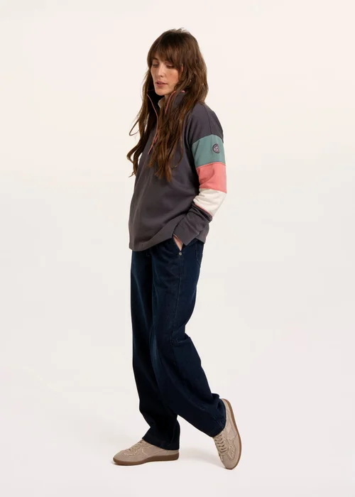 Brakeburn Navy Wilverley Colour Block Sleeve 1/4 Zip Sweatshirt - 10 Image 3