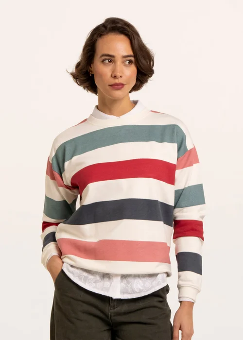 Brakeburn Multi Rockford Striped Drop Shoulder Crew Neck Sweatshirt - 16 Image 1