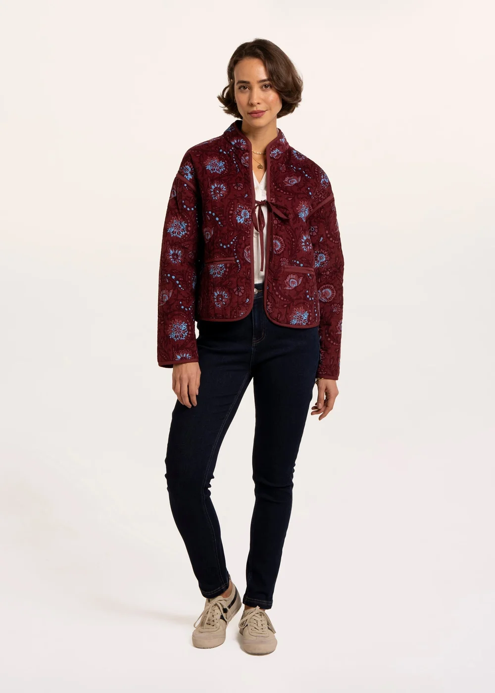 Brakeburn Burgundy Plum Printed Quilted Zip Front Jacket - 14 Image 5