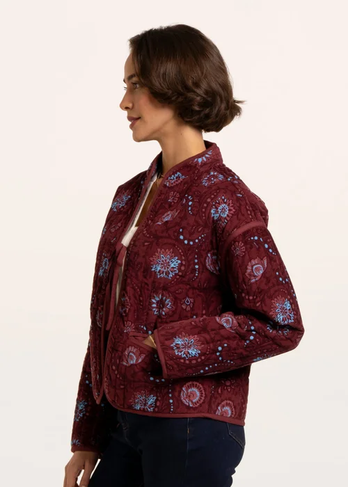 Brakeburn Burgundy Plum Printed Quilted Zip Front Jacket - 14 Image 3