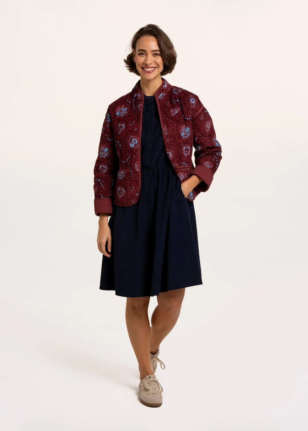 Brakeburn Burgundy Plum Printed Quilted Zip Front Jacket - 14 Image 1
