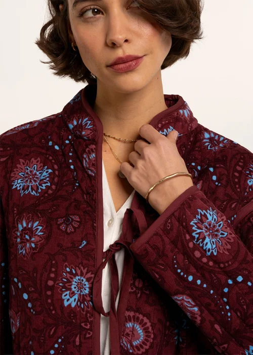 Brakeburn Burgundy Plum Printed Quilted Zip Front Jacket - 14 Image 4