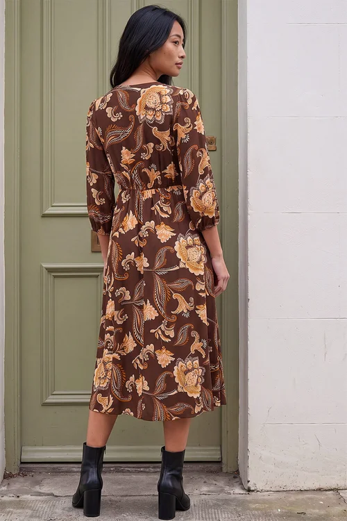 Roman Chocolate Petite Button Midi Dress - 18 Image 3