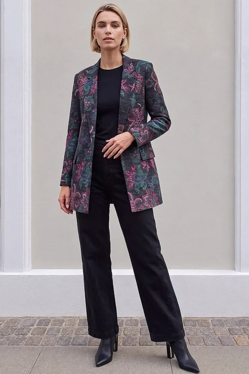 Roman Mauve Floral Edge To Edge Jacket - 10 Image 2