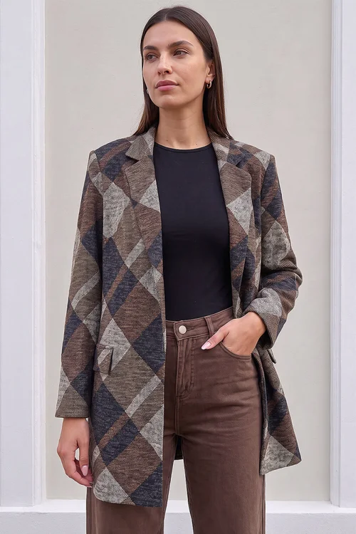Roman Coffee Check Edge To Edge Jacket - 20 Image 1