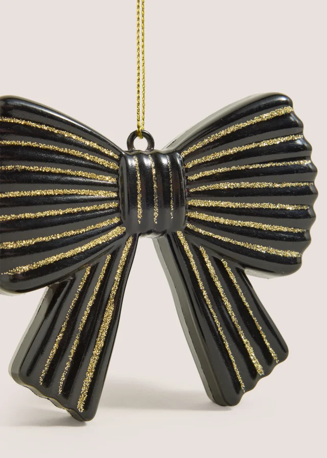 Black & Gold Bow Bauble Decoration