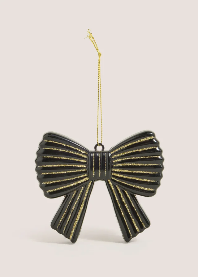 Black & Gold Bow Bauble Decoration