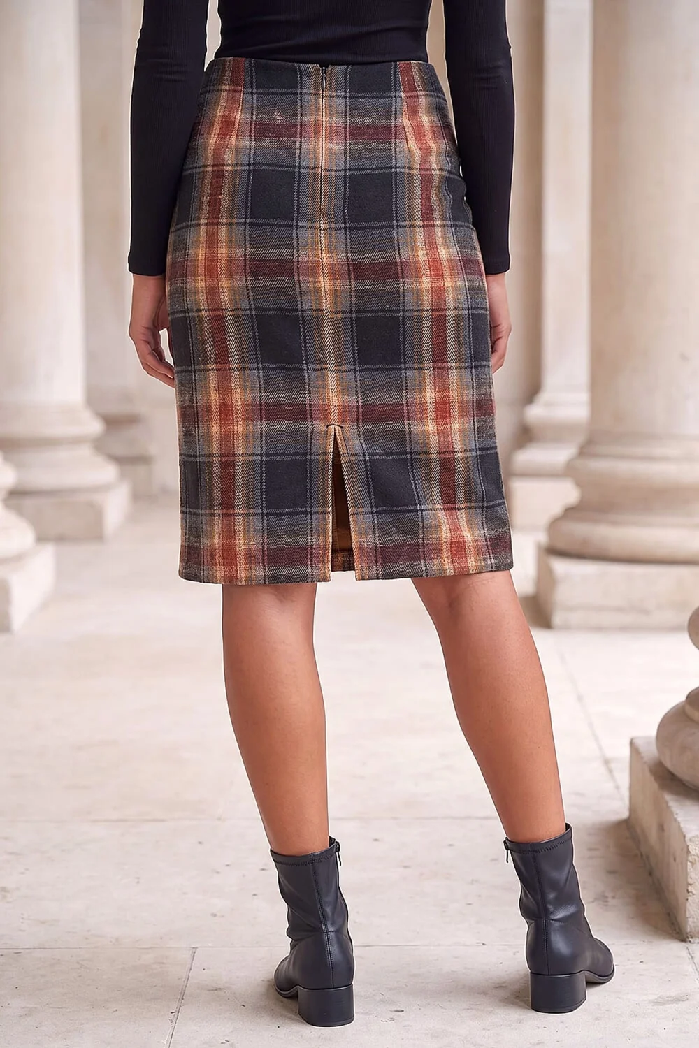 Roman Dark Orange Pocket Check Skirt - 20 Image 3