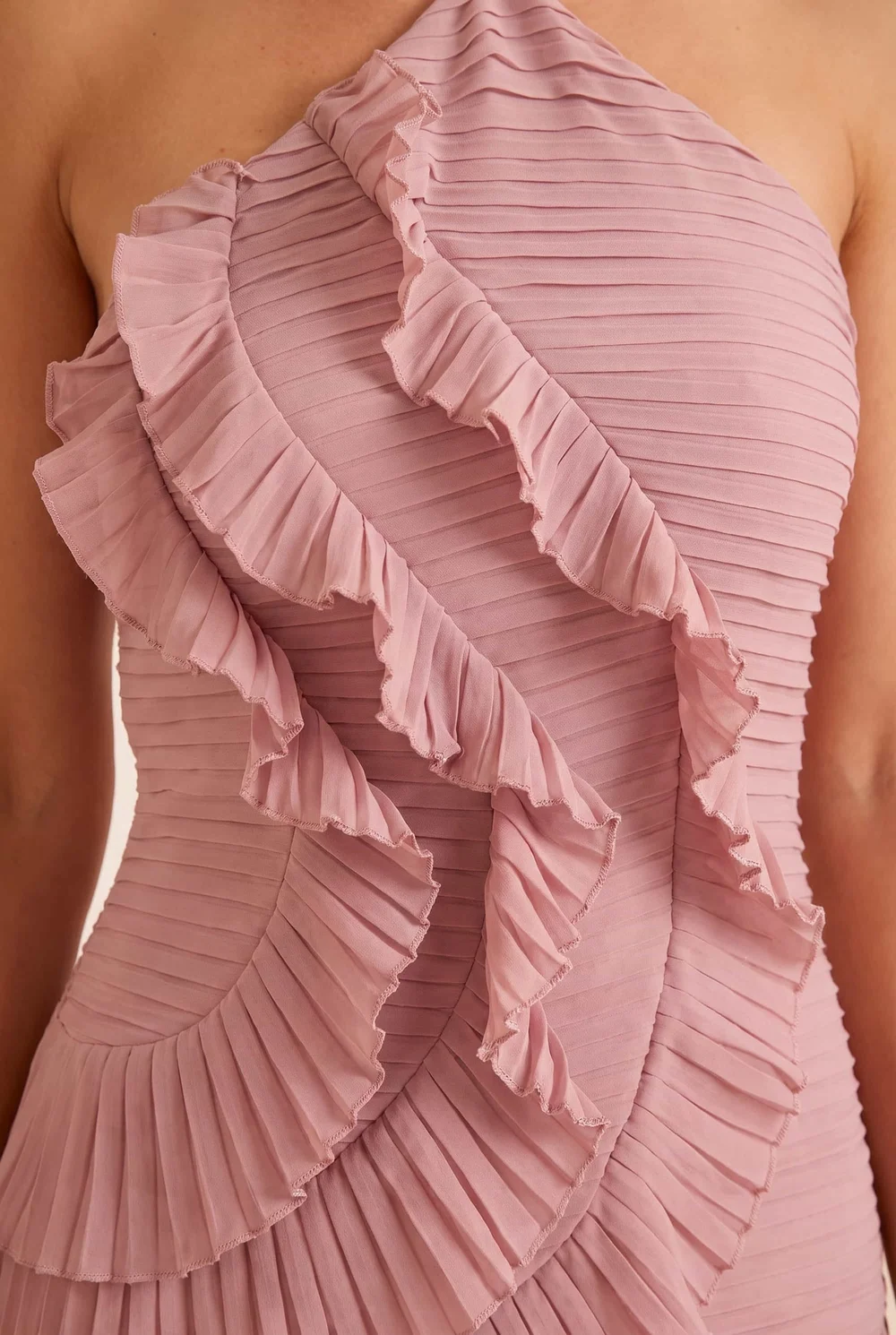 Pleated Halter Tie Maxi Dress Dusky Pink - 12 Image 2