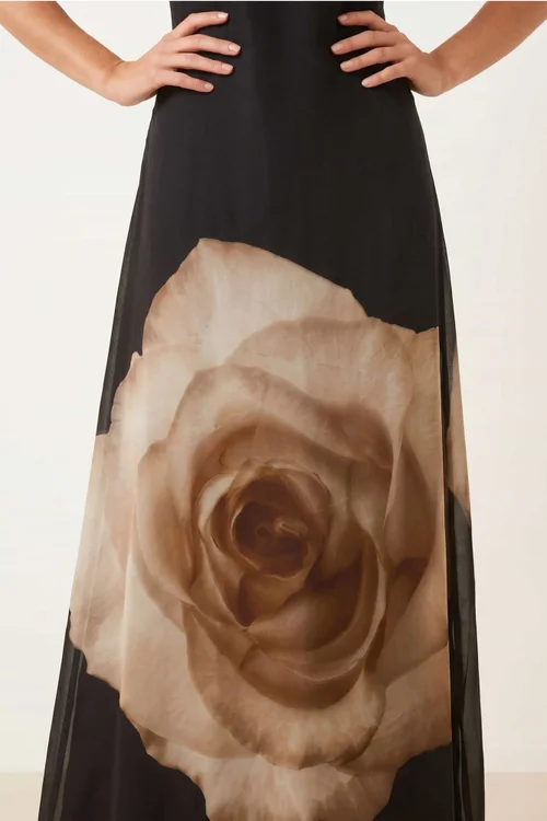 Style Cheat Placement Scarf Print Maxi Dress in Black - 14 Image 3