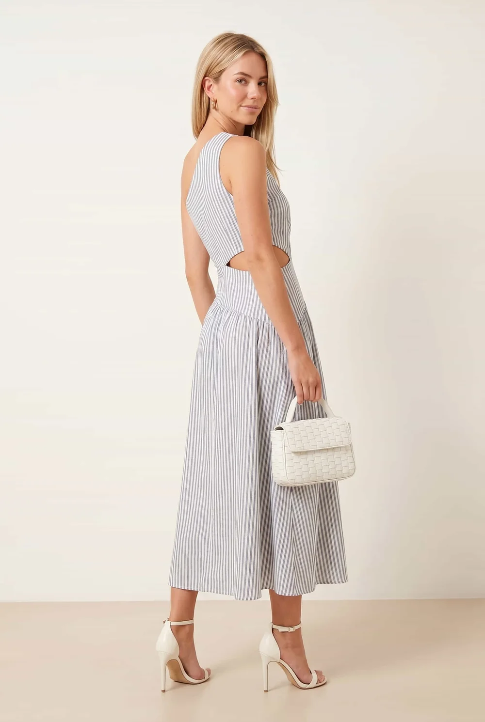 Style Cheat Jasmine Stripe One-Shoulder Midi Dress - 10 Image 2