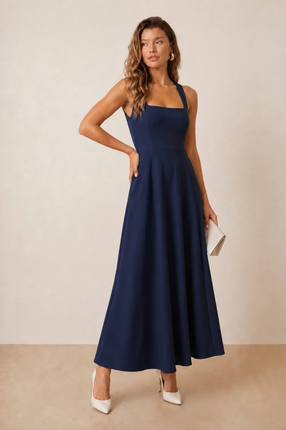 Style Cheat Navy Fit & Flare Midi Dress - 10 Image 1